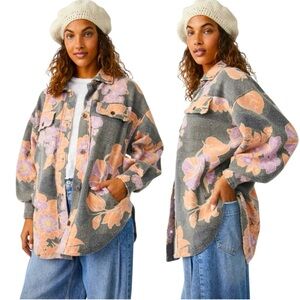 Free People Printed Ruby Jacket in Charcoal Combo, size XS